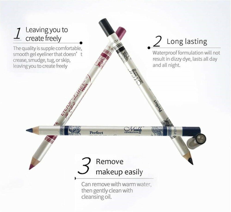 12 Color Glitter Eyeshadow Lip EyeLiner Eye Shadow Pencil Shimmer Pen Makeup Set
