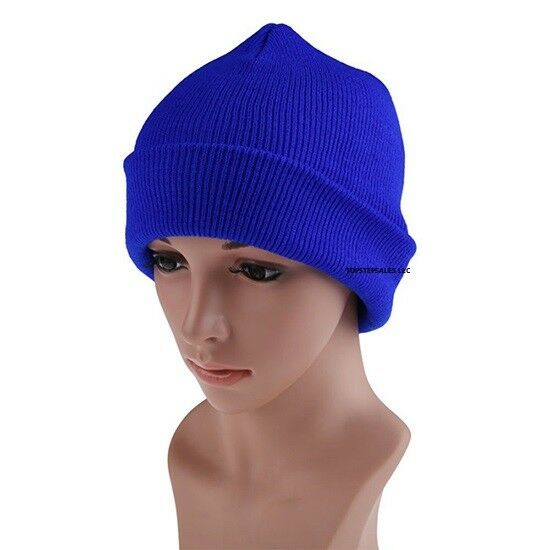 Beanie Hat Cap Cuff Plain Knit Ski Skull Winter Warm Slouchy Men Women Unisex
