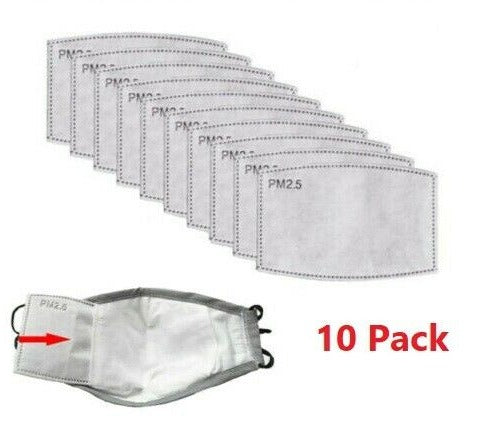 10 Pack PM2.5 Activated Carbon Filters 5 Layer Replacement For Face Mask Cover