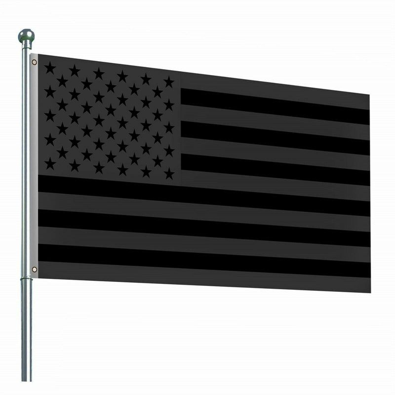 3x5FT All Black American Flag US Black Flag Tactical No Quarter Blackout USA