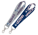 WinCraft NCAA University Connecticut UCONN Huskies 1" Inch Lanyard Key Strap, Metal Ring, Blue, Grey, Red, White, Navy