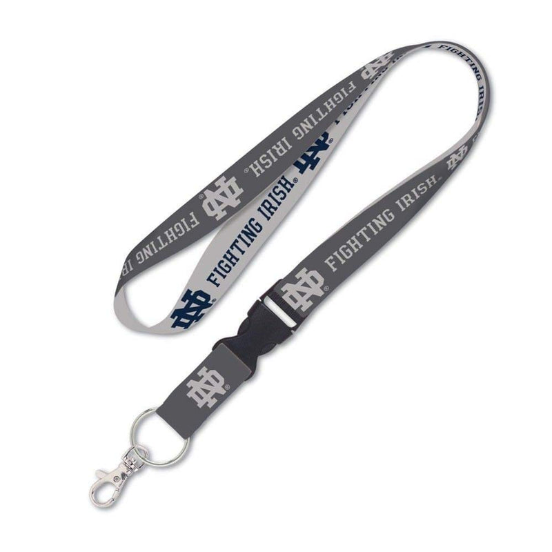 WinCraft Notre Dame Irish Fighting Irish Lanyard with Detachable Buckle, 1" - Grey
