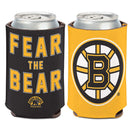WinCraft NHL Boston Bruins Fear The Bear 1 Pack 12 oz. 2-Sided Can Cooler