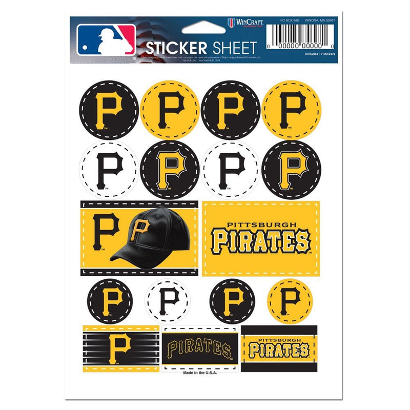 Wincraft MLB Pittsburgh Pirates Vinyl Sticker Sheet, 5" x 7"