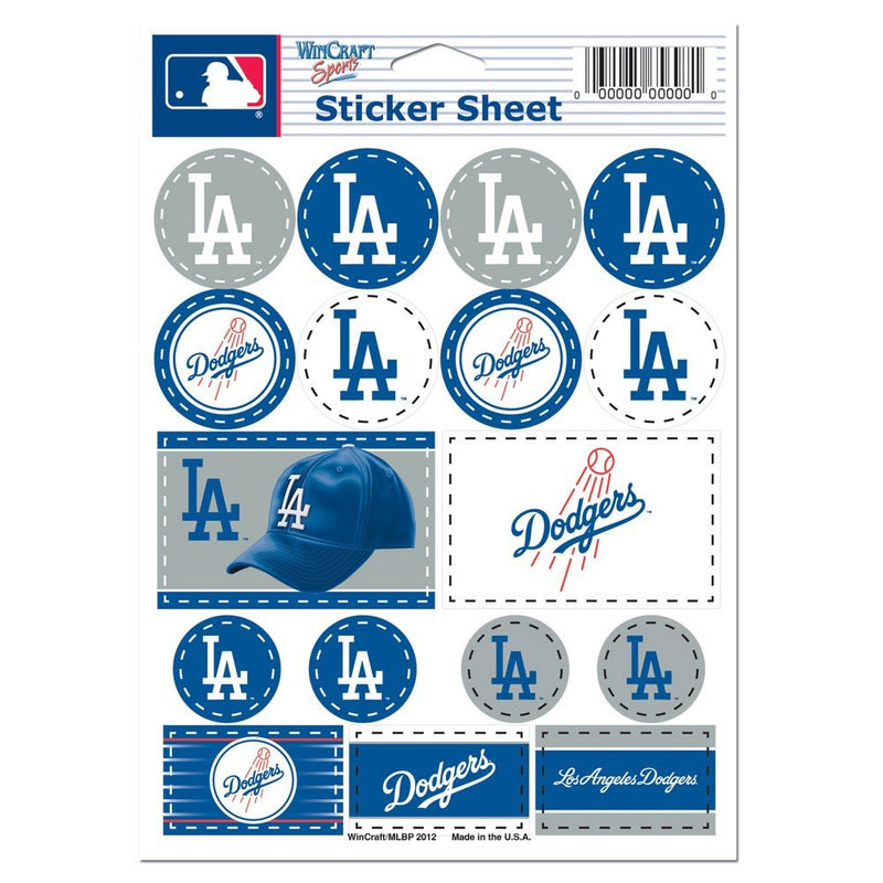 Wincraft MLB Los Angeles Dodgers Vinyl Sticker Sheet, 5" x 7"