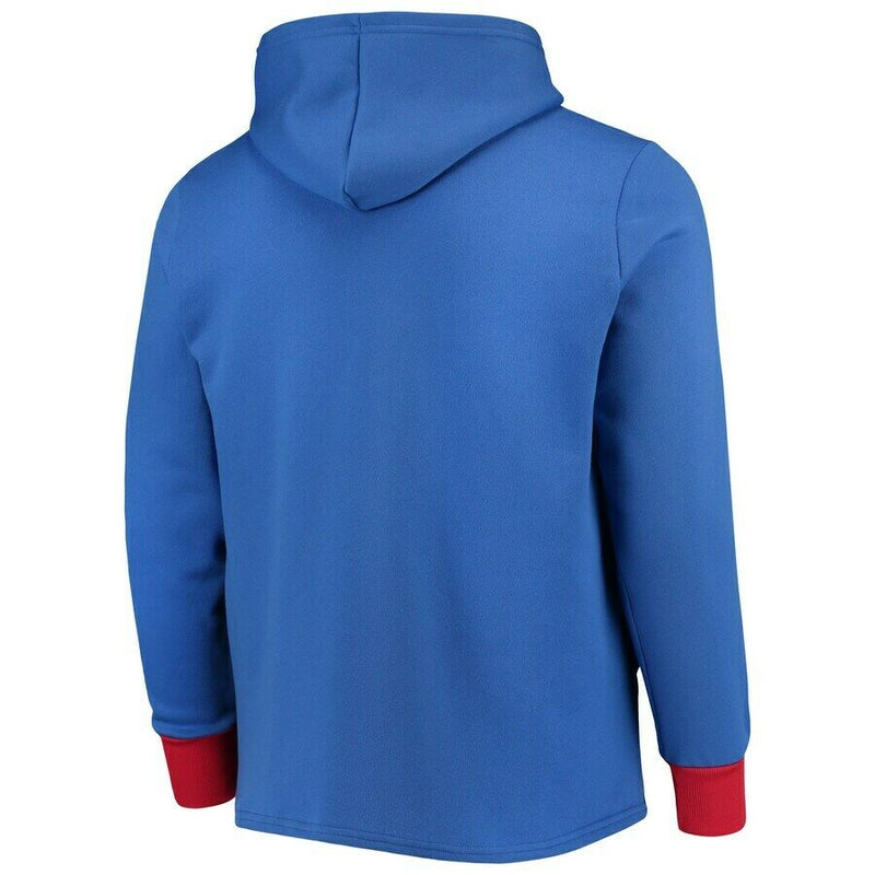 Chicago Cubs Majestic Threads Colorblocked Pullover Hoodie - Royal/Red