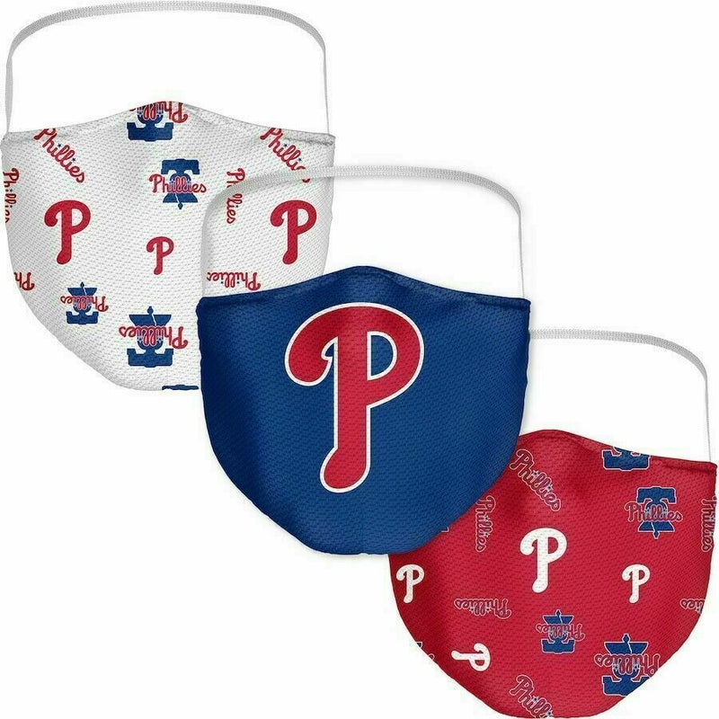 3 Pack Philadelphia Phillies Licensed MLB Washable Reusable Face Mask Cover
