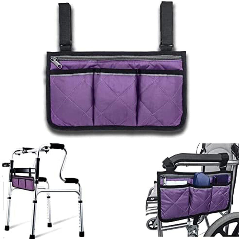 Outdoor Wheelchair Side Pouch Storage Bag Armrest Pocket Organizer Holder Pocket