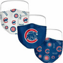 3 Pack Chicago Cubs Officially Licensed MLB Washable Resuable Face Mask Cover