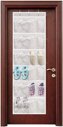 24 Pockets The Door Shoe Organizer Rack Hanging Storage Hanger Closet with Hooks