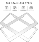 Chrome 304 Stainless Steel Metal License Plate Frame Tag Cover Screw Caps