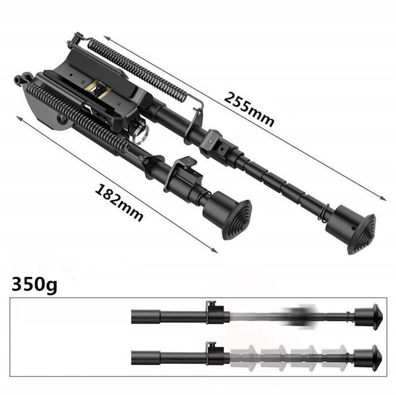 6-9" Hunting Rifle Bipod Spring Return 360° Swivel Picatinny Rail Mount Adapter