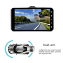 Touch Screen Dash Cam 4" 1080P Dual Lens Car DVR Recorder Front and Rear Camera