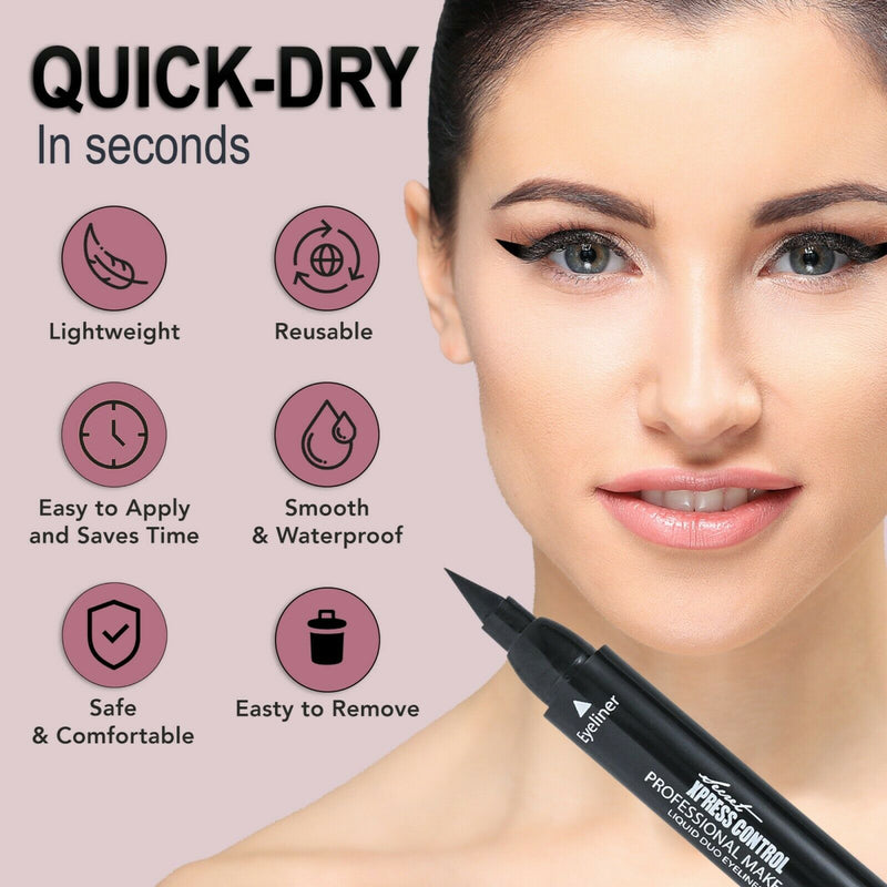 Winged Eyeliner Stamp Waterproof Long Lasting Liquid Black Pen Matte Eye Makeup