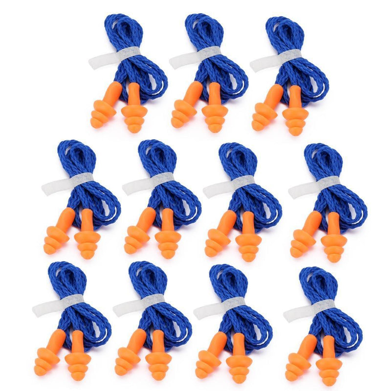 10Pcs Pairs Silicone Corded Ear Plugs Reusable Hearing Protection Earplugs 29DB