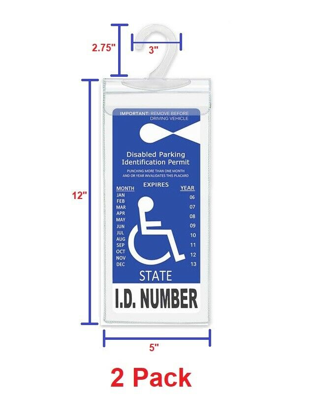 2x Handicap Parking Permit Placard Protector Cover Hanger Car Holder Hang Sleeve