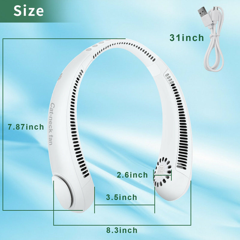 Portable USB Rechargeable Neckband Lazy Mini Hanging Dual Cooling Neck Fan USA