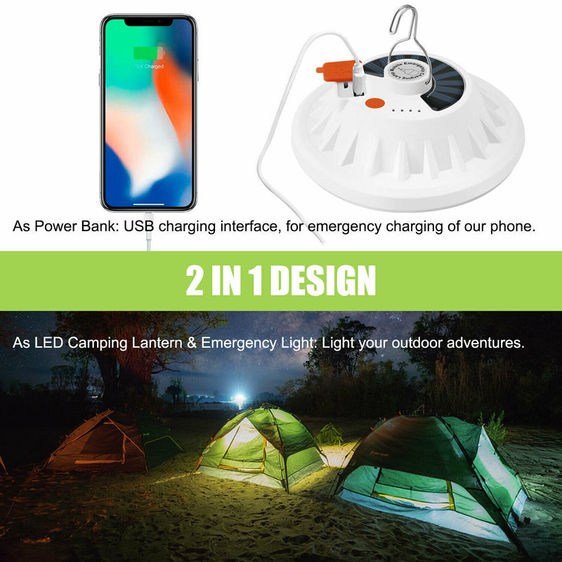 Rechargeable 60 LED Outdoor Camping Tent Light USB & Solar Lantern Hiking Lamp