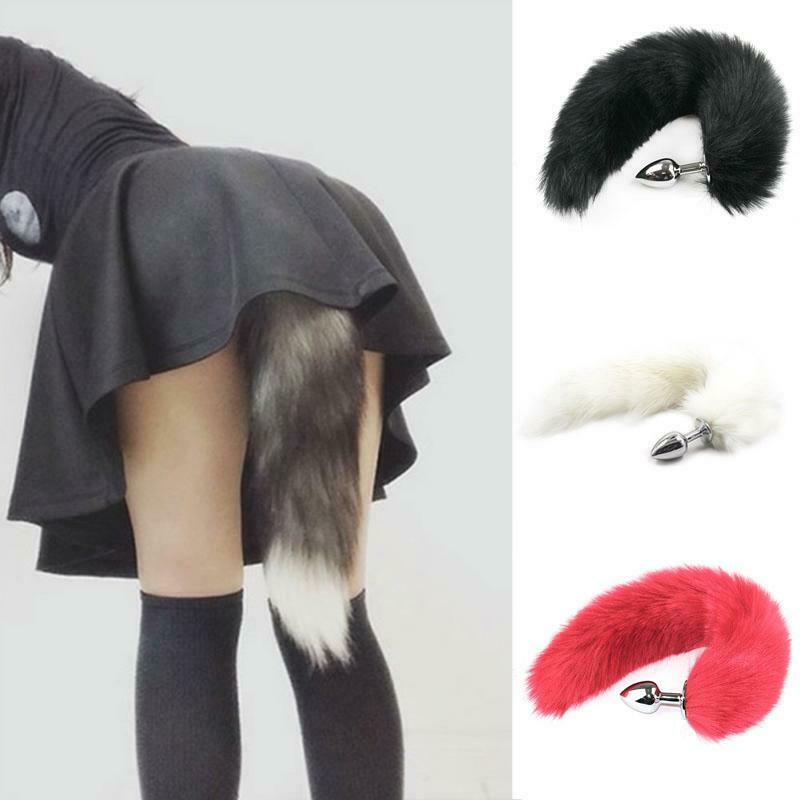 False Fox Tail With Metal Anal-Butt Plug Buttplug Cosplay Game Toy Games Romance