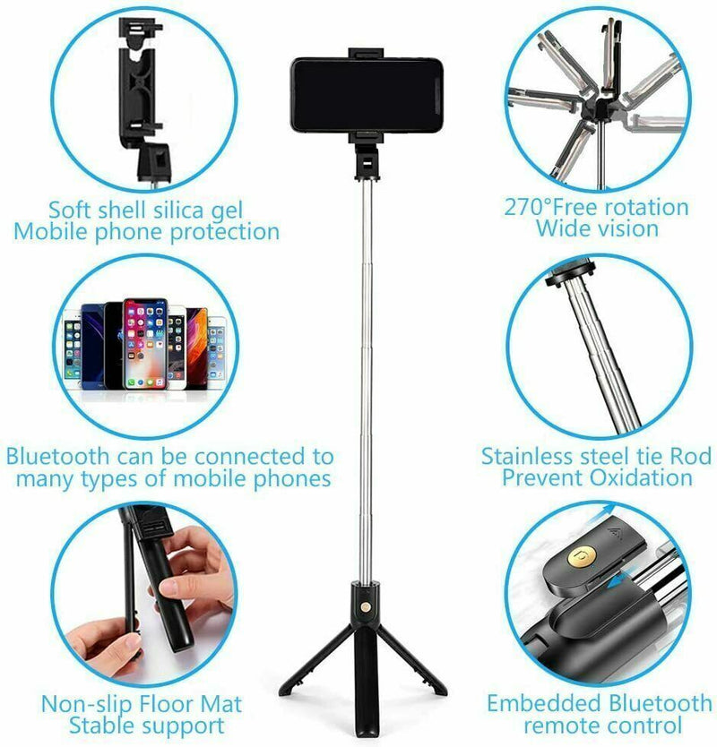 Remote Selfie Stick Tripod Phone Desktop Stand Desk Holder For iPhone Samsung