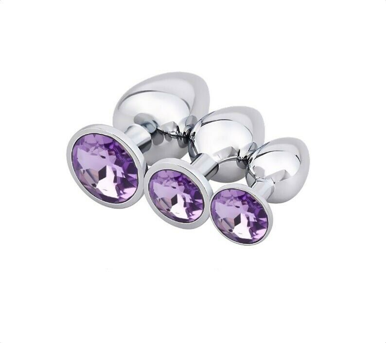 Diamond Stainless Steel Jeweled Anal Butt Plug Multi-Color Buttplug Set