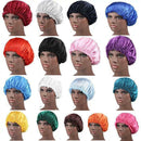 Women Satin Night Sleep Cap Hair Bonnet Hat Silk Head Cover Wide Elastic Band