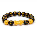 Feng Shui Black Obsidian Beads Bracelet Attract Wealth & Good Luck Bangle Pi Xiu