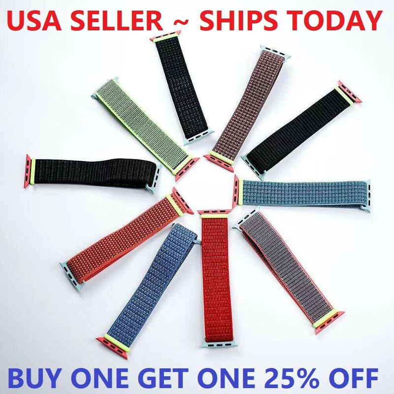 Woven Nylon Close Rings Band for Apple Watch Sport Loop Series 5/4/3/2/1 38/42mm
