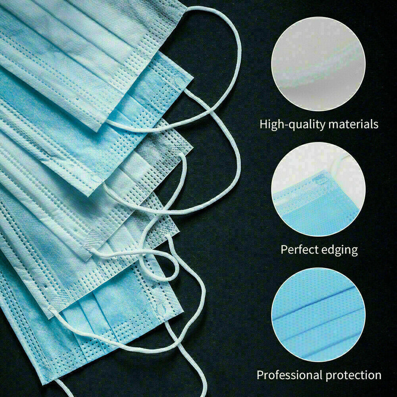 50 Face Mask Mouth Cover Surgical Medical Dental Disposable 3-PLY Earloop