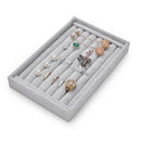 Velvet Jewelry Ring Display Organizer Tray Holder Box Earring Storage Case