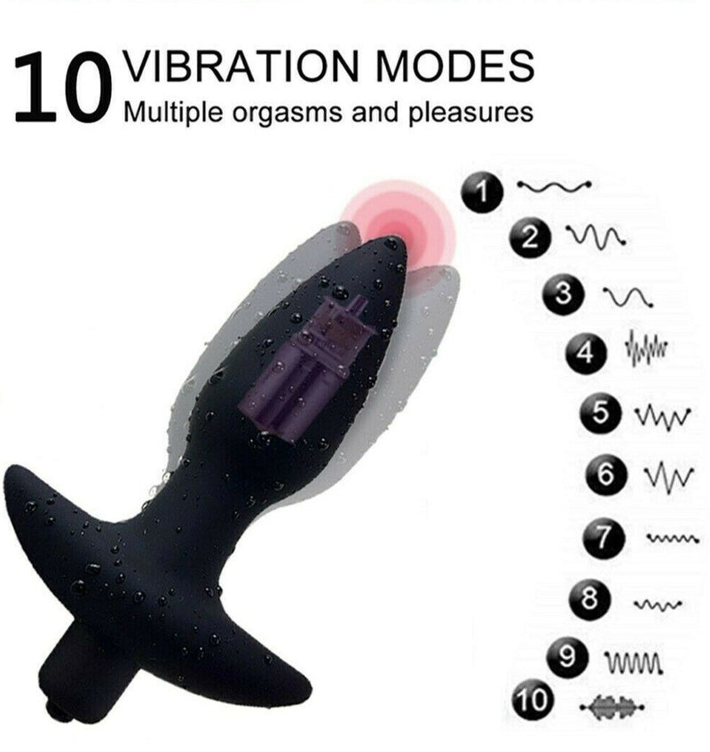 10 Speed Vibrating Silicone Anal Play Butt Plug Vibe Vibrator Anal Play Sex Toys