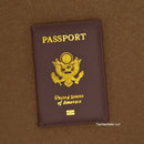 LEATHER PASSPORT HOLDER COVER WALLET TRAVEL CASE EMBLEM GOLD NEW USA