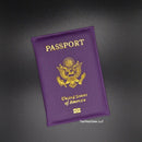 LEATHER PASSPORT HOLDER COVER WALLET TRAVEL CASE EMBLEM GOLD NEW USA