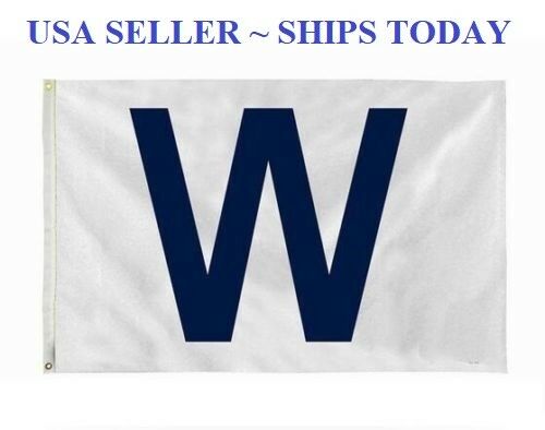 Win "W" flag White and Blue for Chicago Cubs Fans Fly The W Wrigley 3x