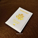 LEATHER PASSPORT HOLDER COVER WALLET TRAVEL CASE EMBLEM GOLD NEW USA