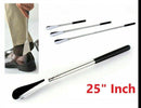 Extra Long Handle Shoe Horn Stainless Steel 25" Handled Metal Shoehorn Horns