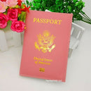 LEATHER PASSPORT HOLDER COVER WALLET TRAVEL CASE EMBLEM GOLD NEW USA