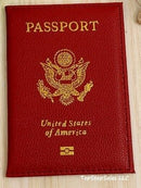 LEATHER PASSPORT HOLDER COVER WALLET TRAVEL CASE EMBLEM GOLD NEW USA
