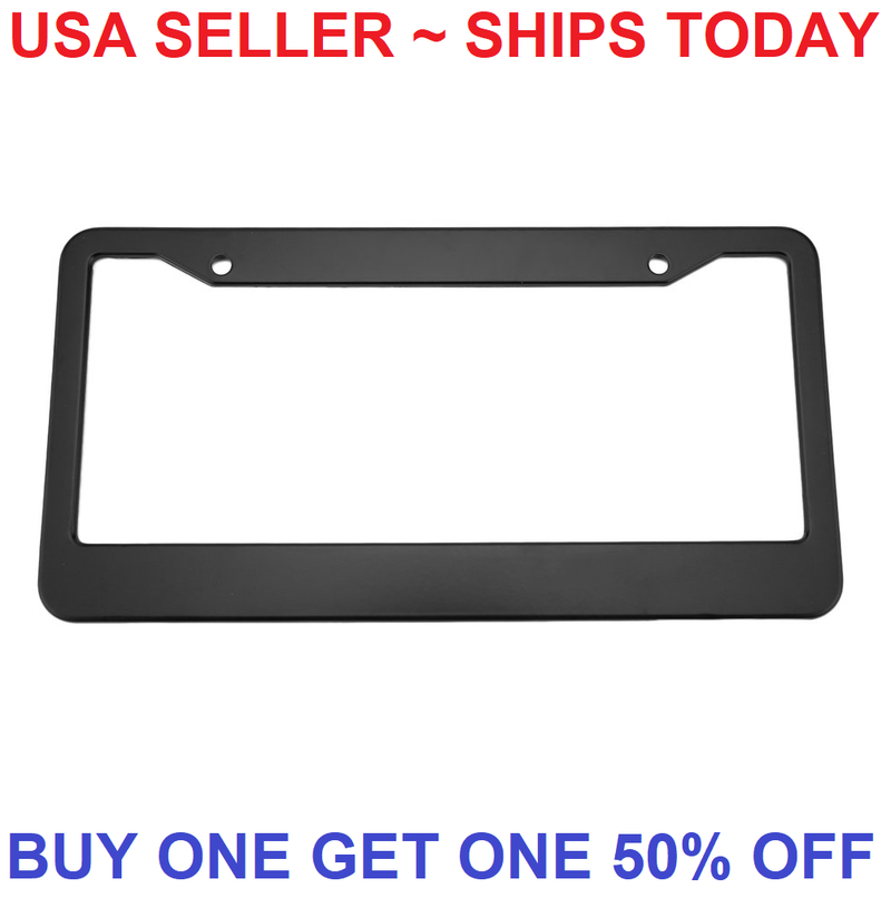Black License Plate Frame Tag Cover Metal Stainless Front Back Universal Car