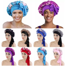 Women Satin Night Sleep Cap Hair Bonnet Hat Silk Head Cover Wide Elastic Band