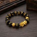 Feng Shui Black Obsidian Beads Bracelet Attract Wealth & Good Luck Bangle Pi Xiu