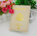 LEATHER PASSPORT HOLDER COVER WALLET TRAVEL CASE EMBLEM GOLD NEW USA