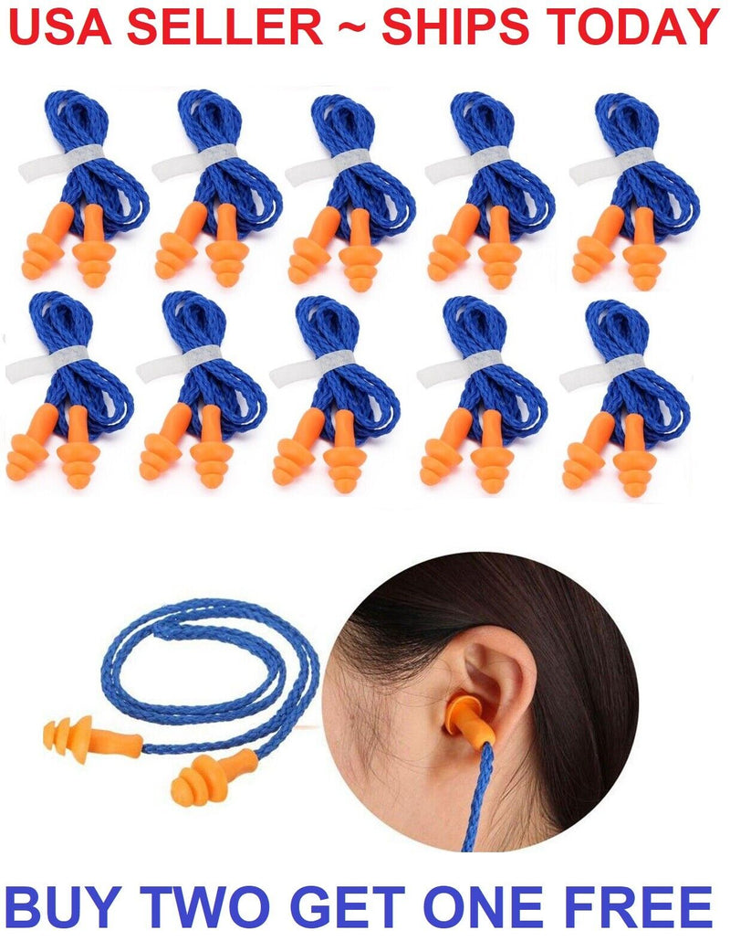 10Pcs Pairs Silicone Corded Ear Plugs Reusable Hearing Protection Earplugs 29DB