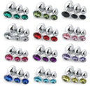 Diamond Stainless Steel Jeweled Anal Butt Plug Multi-Color Buttplug Set