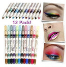 12 Color Glitter Eyeshadow Lip EyeLiner Eye Shadow Pencil Shimmer Pen Makeup Set