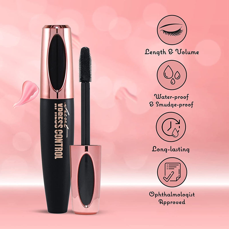 Secret Xpress Control 4D Silk Fiber Lash Mascara, Lengthening and Thick, Long Lasting, Waterproof & Smudge-Proof, All Day Exquisitely Full, Long, Thick, Smudge-Proof Eyelashes